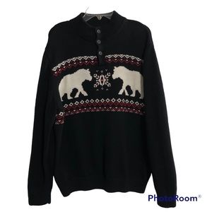 Men’s Chaps Pullover Sweater Polar Bear Nordic Fair Isle Size XL
